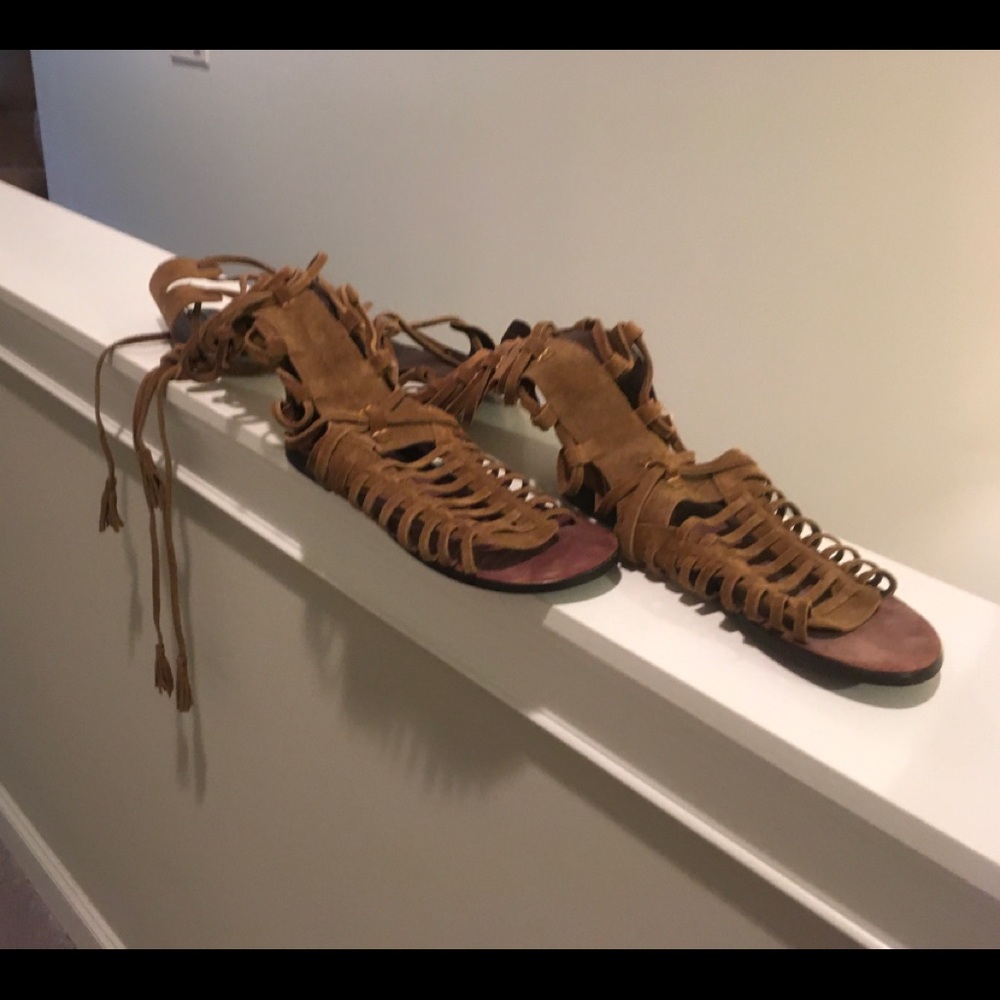 Free People sun seeker sandal in Honey Whiskey.